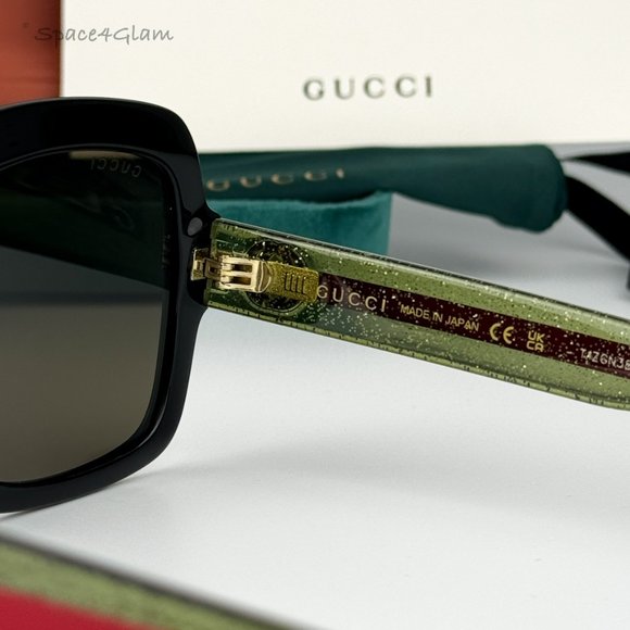 NEW GUCCI GG0036SN 002 Black Green Red Square Women Sunglasses GG 0036SN main image 9